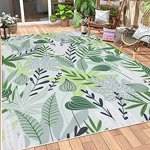 Amazon.com: Lahome Leaf Indoor Outdoor Rugs, 6x9ft Non Slip Outdoor ...