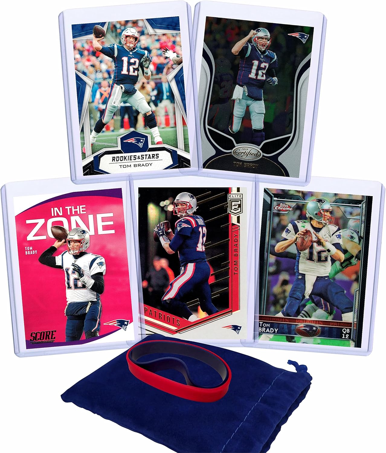 Tom Brady Football Cards Assorted (5) Bundle - New England Patriots Trading Cards
