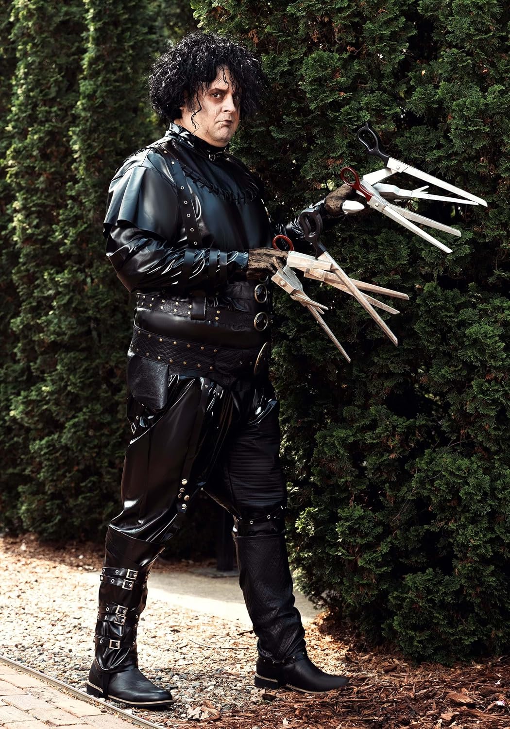 Men's Edward Scissorhands Costume Plus Size Authentic Faux Leather Outfit