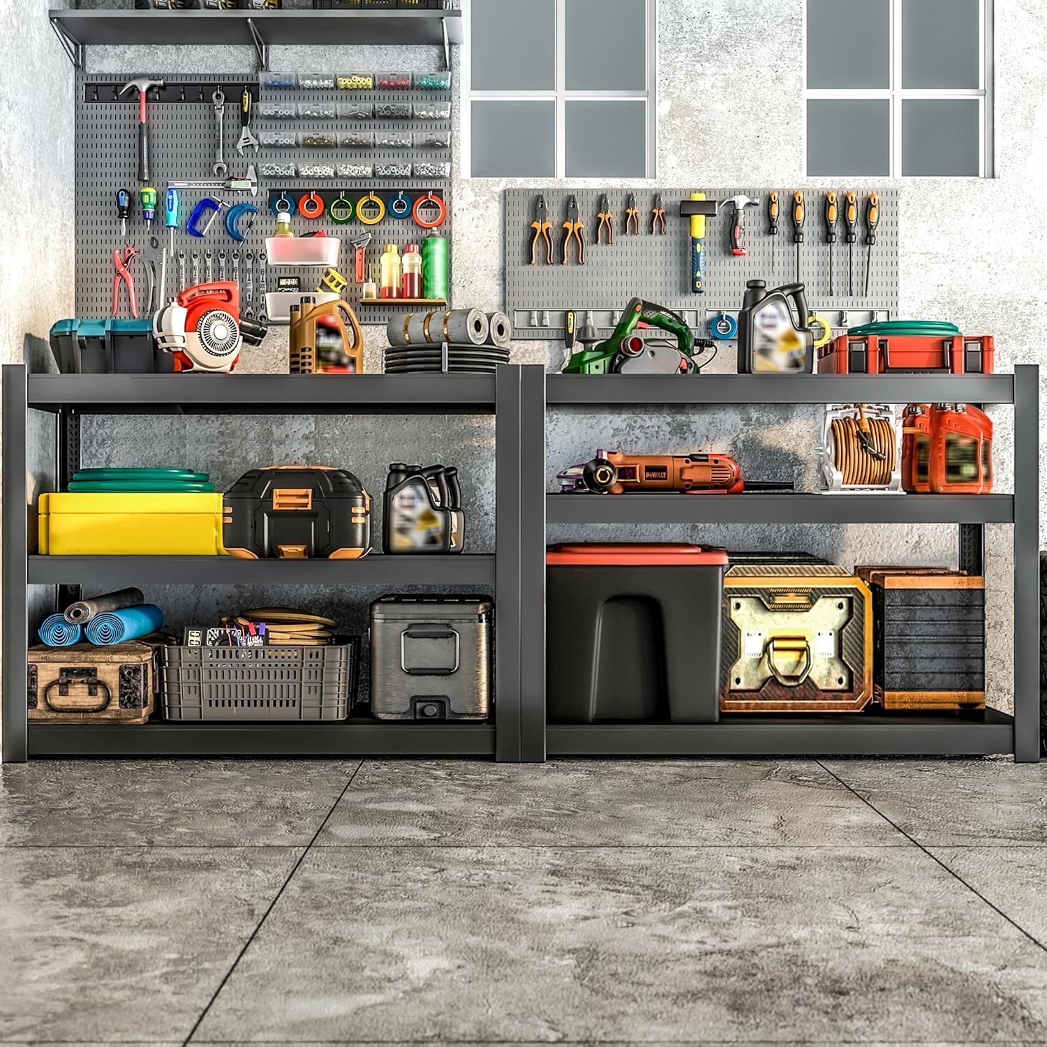 Metal Garage Storage Shelves Heavy Duty Shelving Unit 3 Tier Steel Adjustable Organizing Shelves 1500 LBS Capacity Industrial Shelving Ideal for Garage Tote Pantry Basement Outdoor, 36”H*36”W*16”D