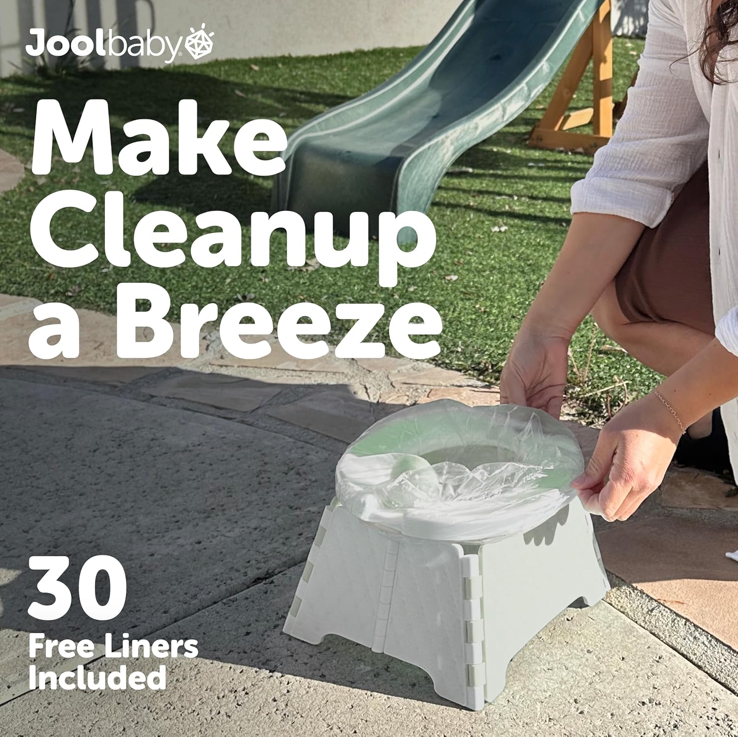 Folding Travel Potty Chair (Sage) + Disposable Potty Liners