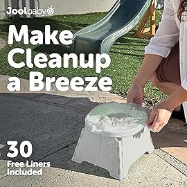 Jool Baby Portable Potty Training Chair with Travel Bag and 30 Liners, Foldable, Indoor/Outdoor Use, Camping (Sage)