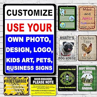 Personalized custom Aluminum Metal Sign With Your Own Image, Photo, Pets, Kids Art or Business logo (6x8 inches, Vertical)