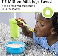 Vista 6 de Re-Play Juego de tenedores y cucharas para niños pequeños, juego de utensilios de 6 x 6 pulgadas para niños, apto para lavavajillas y microondas