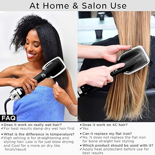 Miniatura 5 de Le Angelique Brush N Blo - Peine y cepillo alisador de cabello de un solo paso para un peinado fácil y rápido  Plancha de aire fríocaliente de 1000