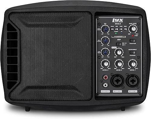 LyxPro SPA-5.5 Monitor de altavoz PA pequeño Amplificador Clase D Mezclador de 3 canales EQ de 3 bandas, potente amplificador de sistema de
