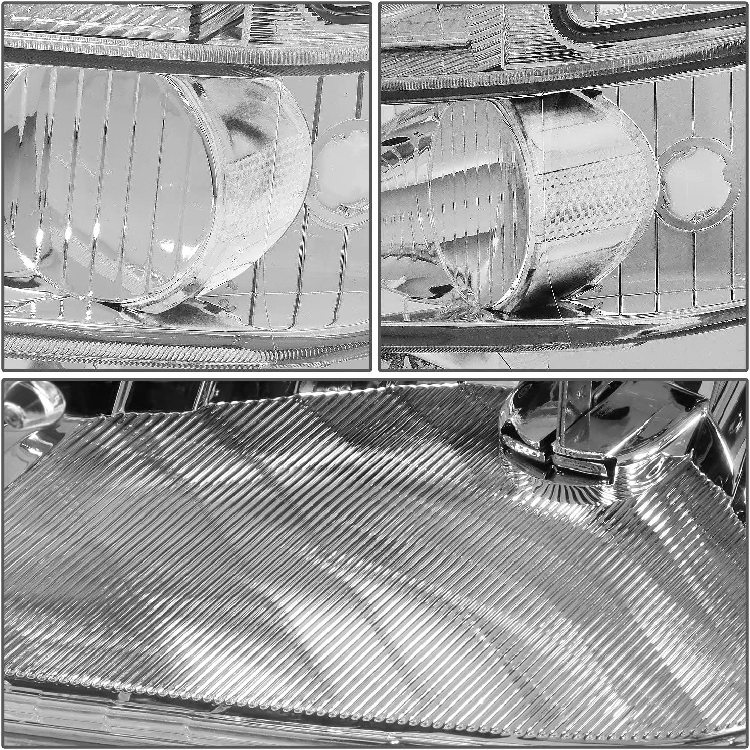6Pcs Chrome/Clear Corner Headlights+Bumper Lamps Compatible with Ford F-250 F-350 F-450 F-550 Super Duty Excusion 99-04