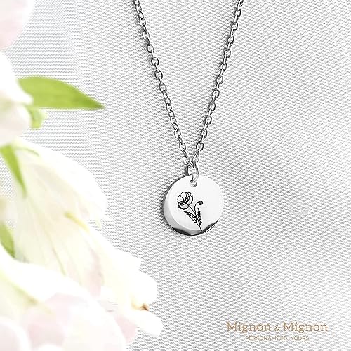 Miniatura 3 de Collar de flores de nacimiento de oro rosa Regalo para ella Collar personalizado Diseño Floral Joyería Regalo del Día de la Madre Joyería