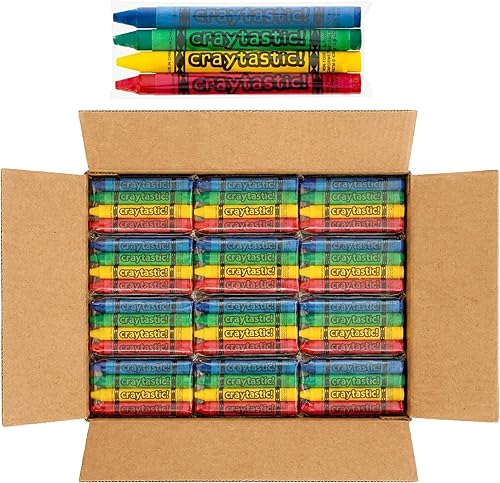 (450) 4 paquetes de crayones de alta calidad (rojo, verde, azul, amarillo) Probado de seguridad que cumple con ASTM D-4236 (1800 crayones en total)