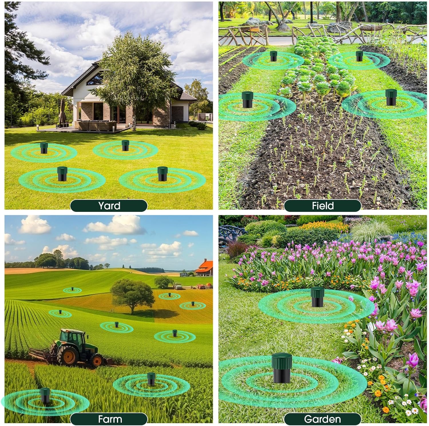 8 Pack Sonic Mole Repellent Battery Powered, Waterproof Sonic Mole Chaser -Scares Away Voles, Gophers and Rats, Ultrasonic Deterrent Stakes for Outdoor Yard, Lawn, Garden