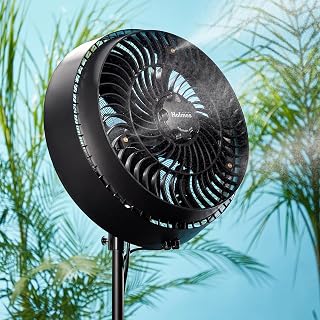 Holmes 16" Outdoor Misting Pedestal Fan - Hose Connect, 3 Speeds, 3 Mist Levels, 80° Oscillation, Adjustable Height & Tilt, GFCI Black