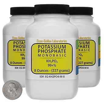Potassium Phosphate Monobasic [KH2PO4] 99+% Fine Crystals 1.5 Lb in Three Space-Saver Bottles