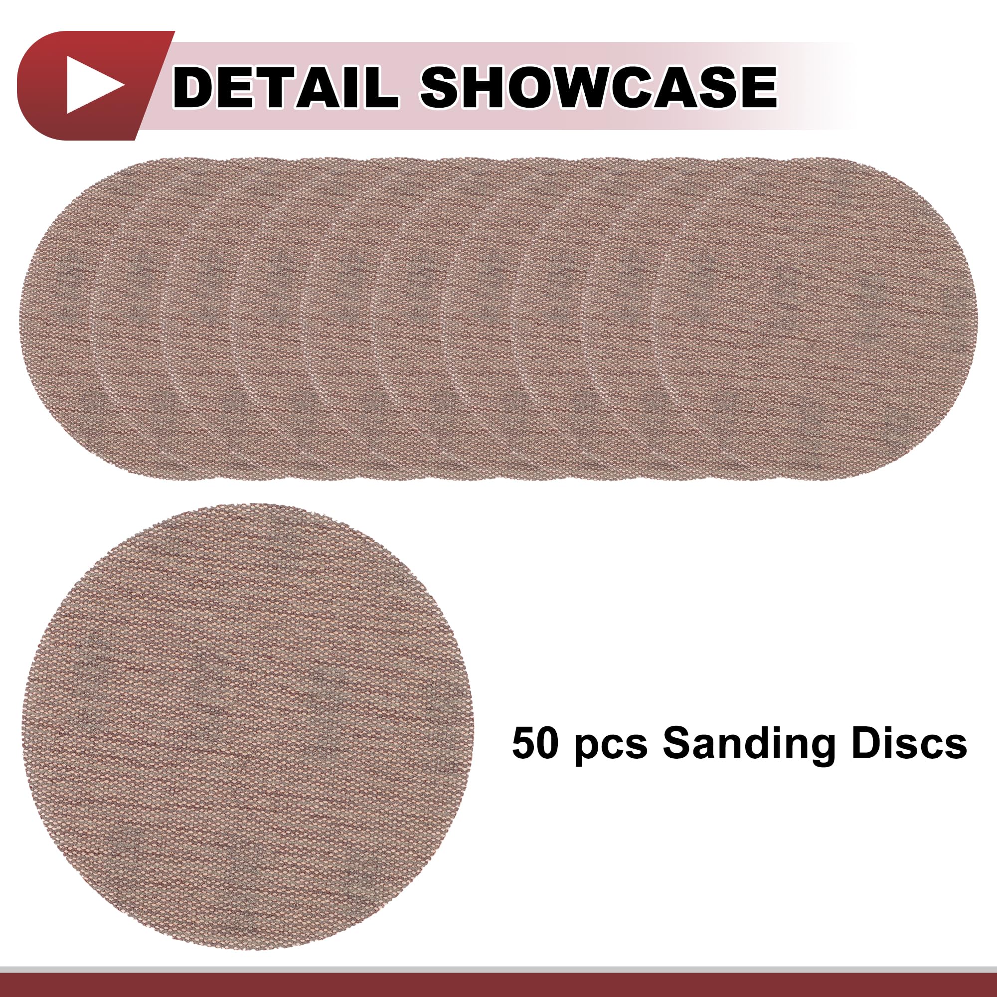 HEROFFIX 50 Pcs 5 Inch Abranet Sanding Mesh Anti-Clog Hook Loop Dust Free Net Sandpaper 100 Grit Brown Aluminum Oxide - Image 4