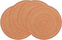 Vista 74 de SHACOS Juego de 6 manteles individuales redondos trenzados de 15 pulgadas antideslizantes resistentes al calor de algodón y poliéster, alfombrillas