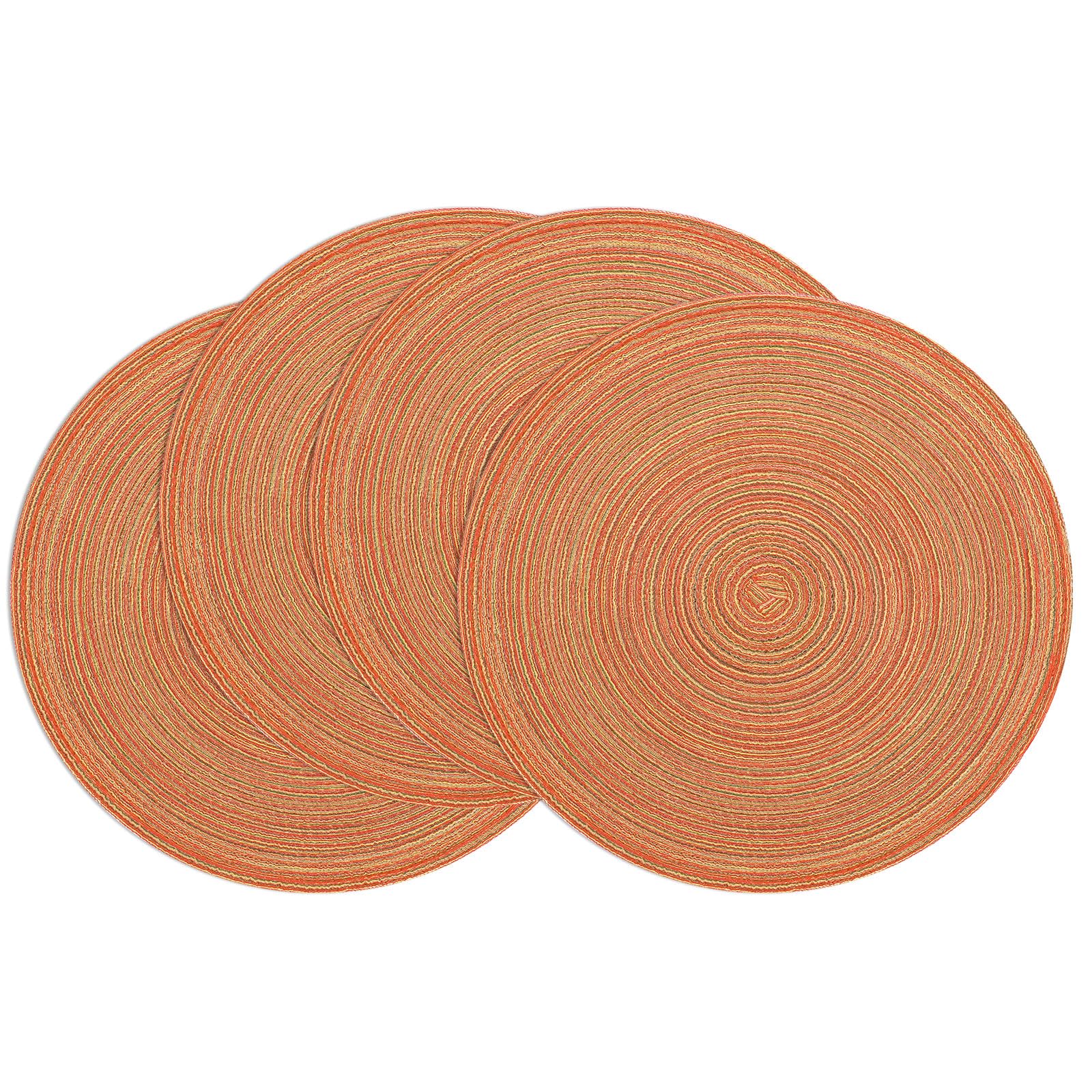 SHACOS Round Placemats Set of 4 Woven Braided Place Mats Table Placemats 15 inch Circle Place Mats Easy to Clean Table Mats Indoor Outdoor, Fall Color Mix