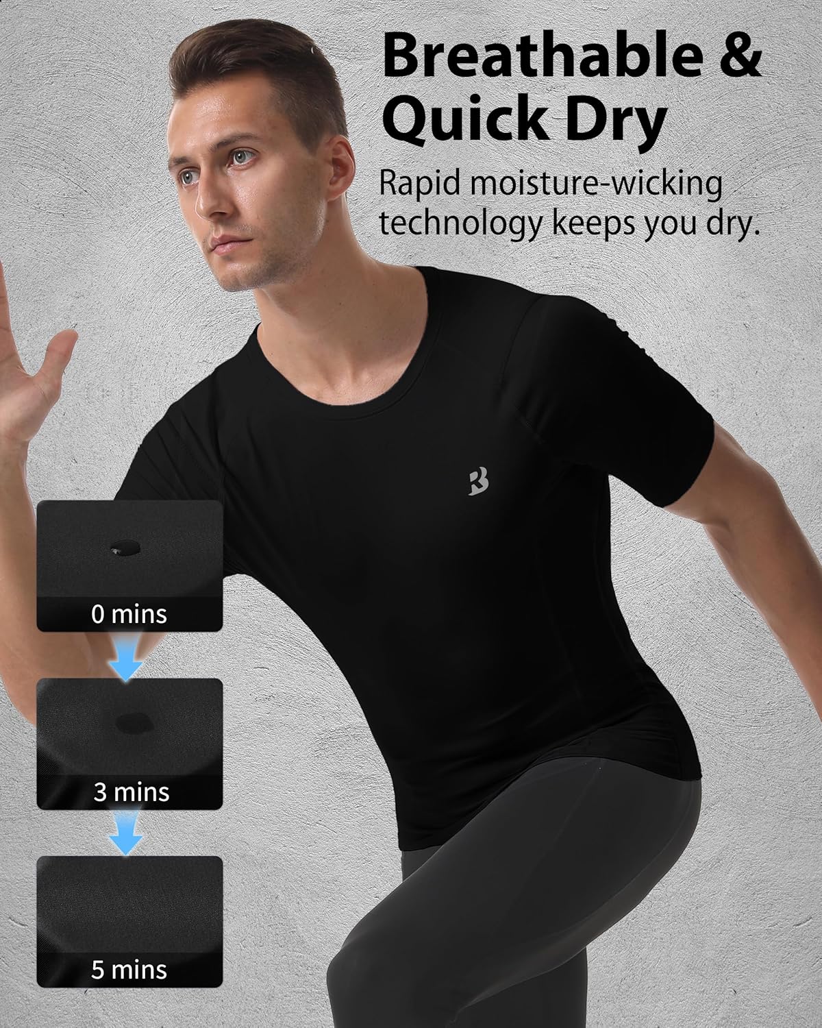 Roadbox Men's Compression Shirt Short Sleeve, Cool Dry Athletic Football Base Layer Tops, Sports Running Workout T Shirts - Image 4