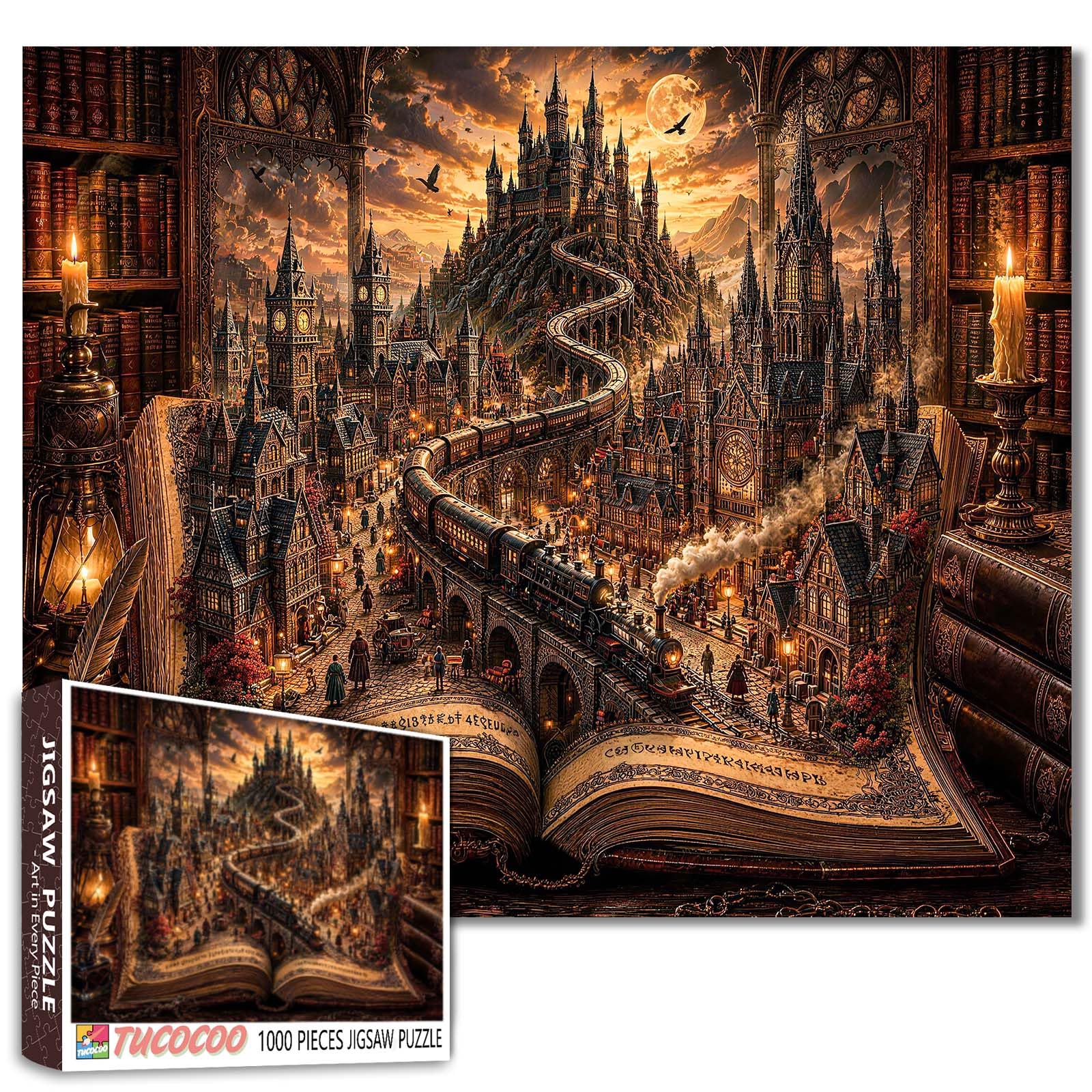 Storybook Puzzle Magic Kingdom Jigsaw Castle Fantasy Landscape 1000 Pieces Puzzles for Adults Beginner Gothic Style Picture Challenging Family Activity Games DIY Crafts Puzzle for Home Decor Gifts โ image 1