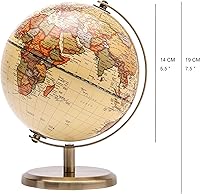 Vista 2 de Globo Antiguo Diámetro 5.5 pulgadas / 14cm - Educativo/Geográfico - Mapa en Inglés