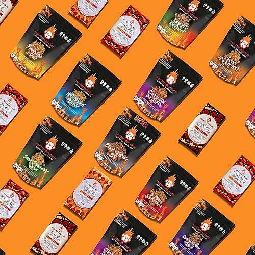 Miniatura 9 de Hot Monkey Nuts Cacahuetes artesanales picantes  Paquete de 3 cacahuetes picantes  Black Widow's Bite, Hot Winged Reaper y Curry Up! I'm on Fire -