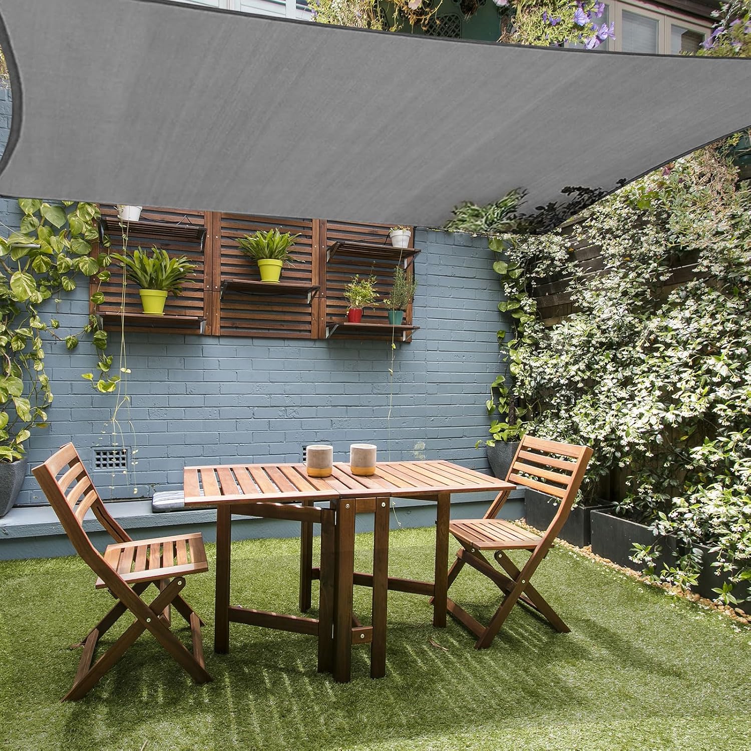 10'x13' Rectangle Sun Shade Sail, Permeable Shade Sails HDPE UV Block Sunshade Outdoor Patio Canopy Sun Cover for Backyard, Garden, Porch, Dark Grey