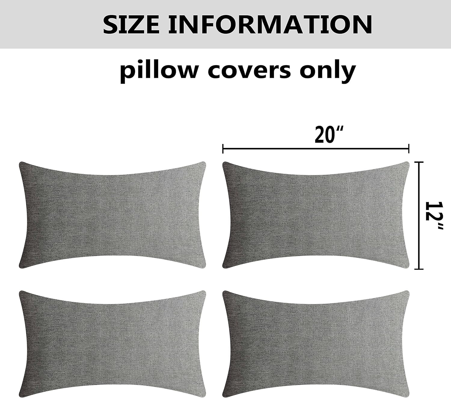 Home Brilliant Patio Pillows Outdoor Spring Waterproof Linen Throw Pillows Lumbar Rectangle Accent Pillows for Bed Room Indoor Outside, 4 Pieces, 12x20inches(30x50 cm) Light Grey - Image 5