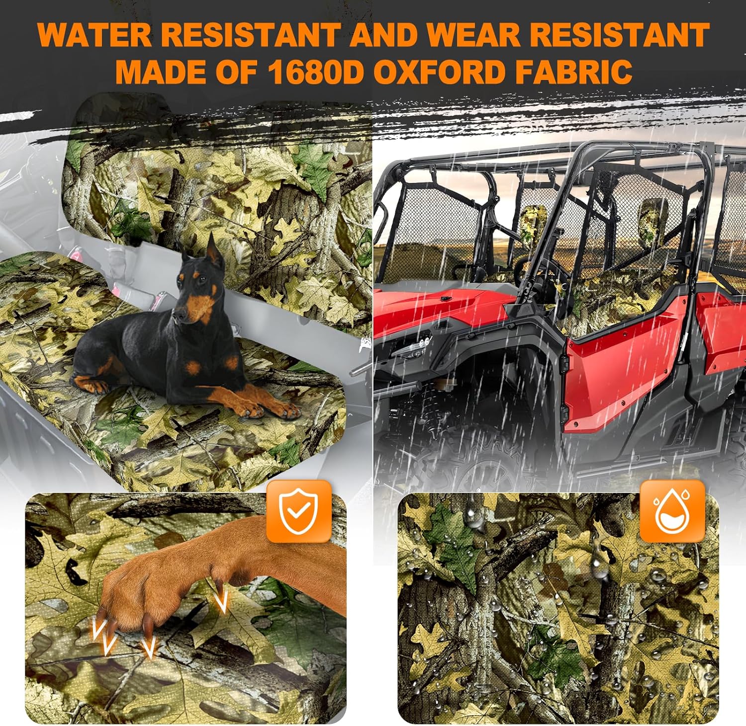 BORDAN UTV Seat Cover for Pioneer 1000/1000-5/1000-6 2016-2025, 1680D Heavy Duty Camo Seat Covers for Pioneer Full Protection Outdoor Waterproof Bench Seat Cover(4 PCS)