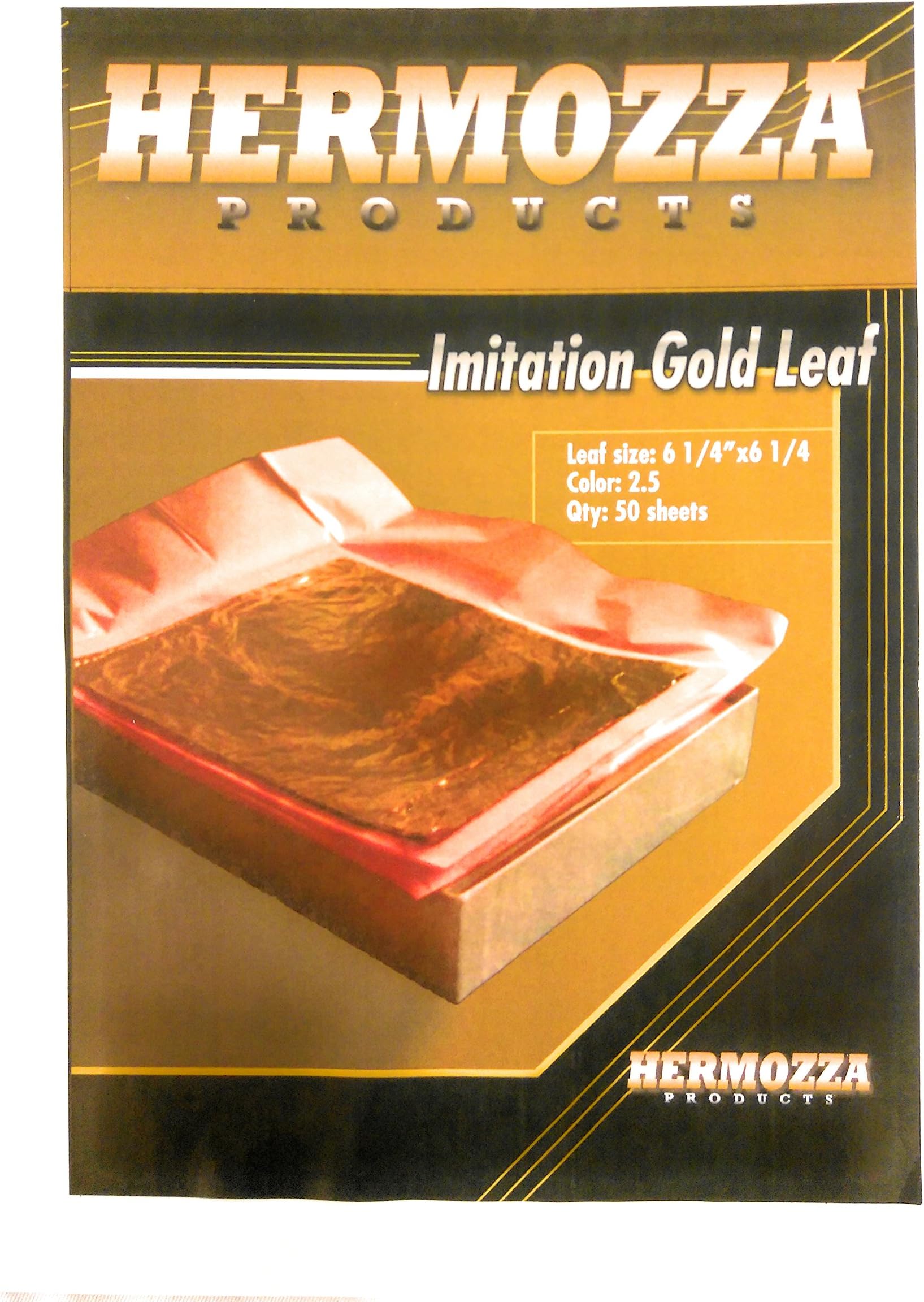 Imitation Gold Leaf Qty 50 sheets Size 16cm x16cm 6 1/4 x 6 1/4. color 2.5, Europe size, Quality Grade A