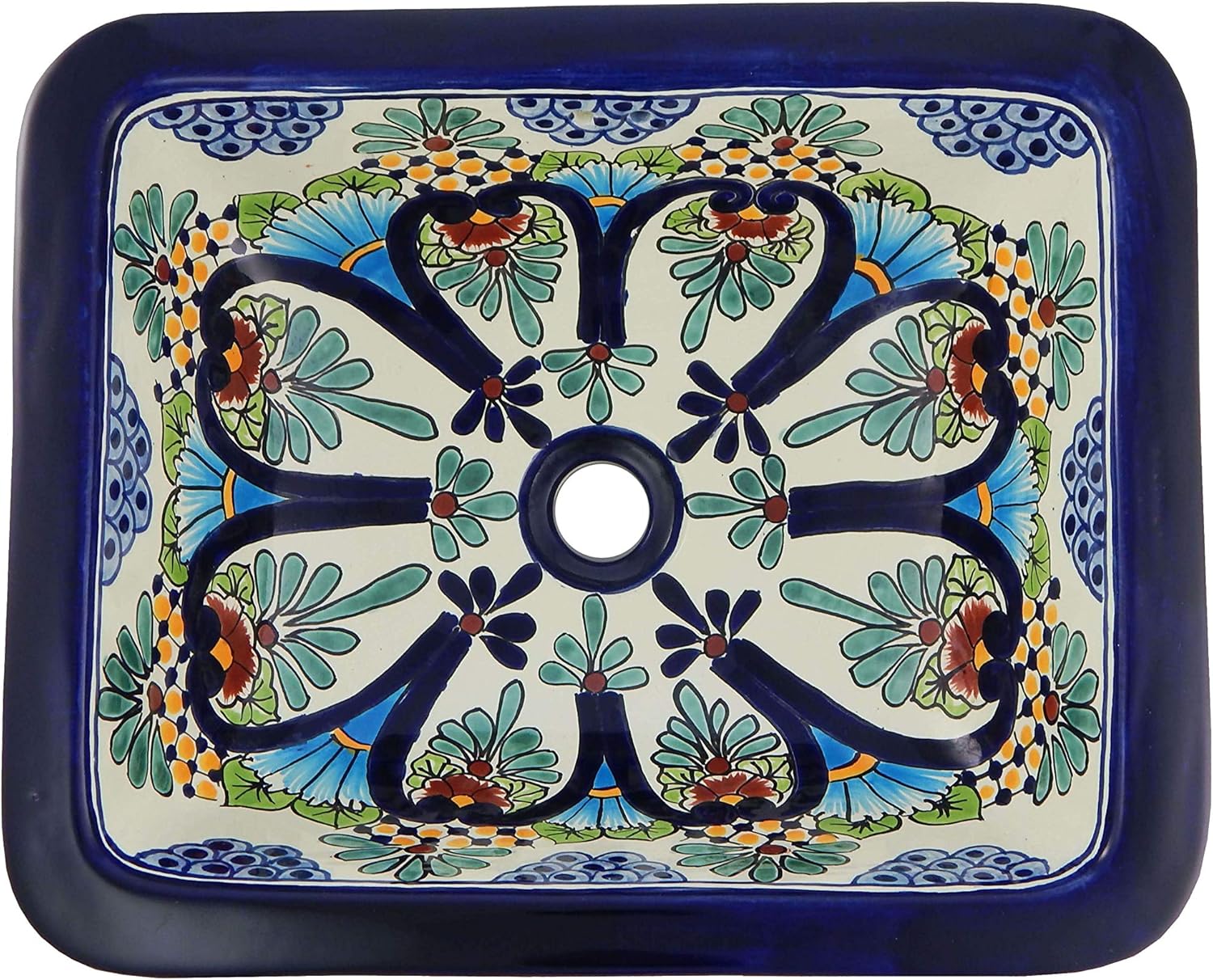 Handmade Bathroom Talavera Rectangle Floral Mexican Sink # 172