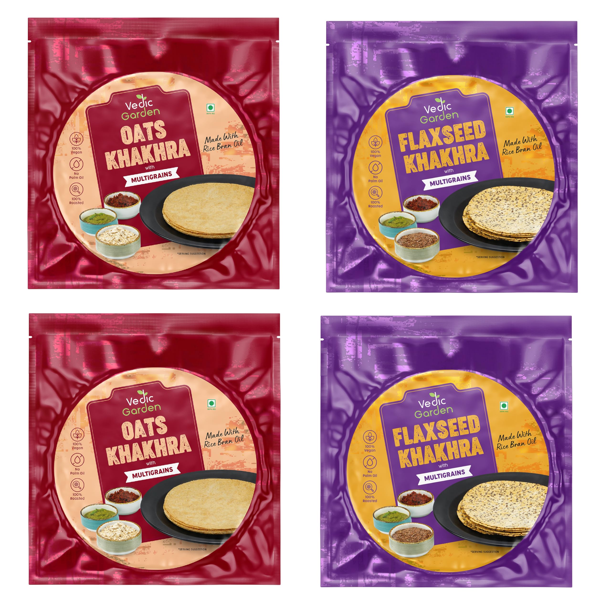 Vedic Garden Healthy 2pcs Oats + 2pcs Flaxseed Khakhra With Multigrain I No Palm Oil I 100% Roasted Khakra I High in Protein & Fiber I Diet Snack for Weight Loss I Crispy Traditional Indian Snacks (B0BSH7T4XK) Amazon Price History, Amazon Price Tracker