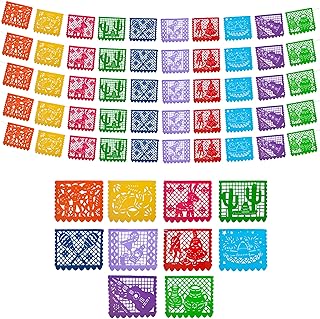 Mexican Party Banners (5 Pack with 10 Plastic Flags per Banner) - Papel Picado Cinco de Mayo Party Decorations - Cinco de Mayo Banner - Mexican Themed Party Decorations 5 de Mayo - Mexican Banners
