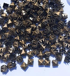 250 Square Bronze Nail Heads,Spots, Studs, Size 1/4'' - 6mm with ; 4 Prong in Plastic Container