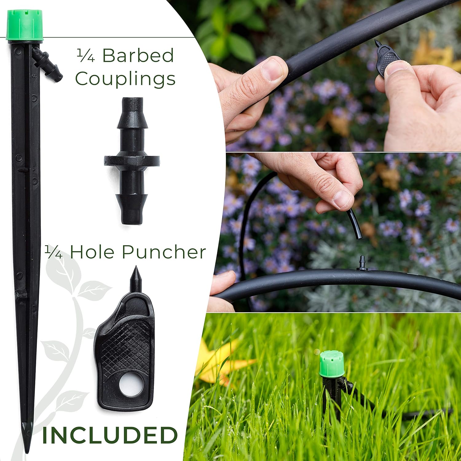 CARPATHEN Drip Irrigation Emitters Spray - 100 pcs Drip Sprinkler Head for 1/4 inch Drip Irrigation Tubing, 360 Degree Adjustable Drip Emitters Sprayer for Garden Irrigation System, Lawn, Flower Beds : Patio, Lawn & Garden