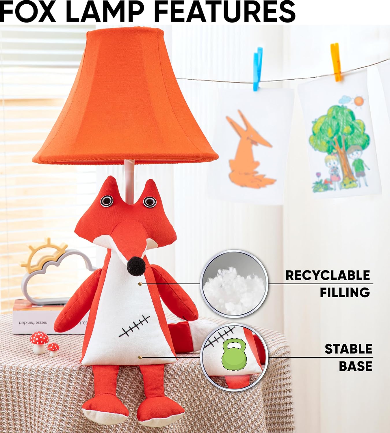 Fox Table Lamp for Kids Bedroom - Gift for All Ages, Cute Animal Lamp Toddler Girls Boys, Fox Room Decor Girls, Birthday Gifts Kids, Sister, Daughter, Niece, Sibling (w Bulb)
