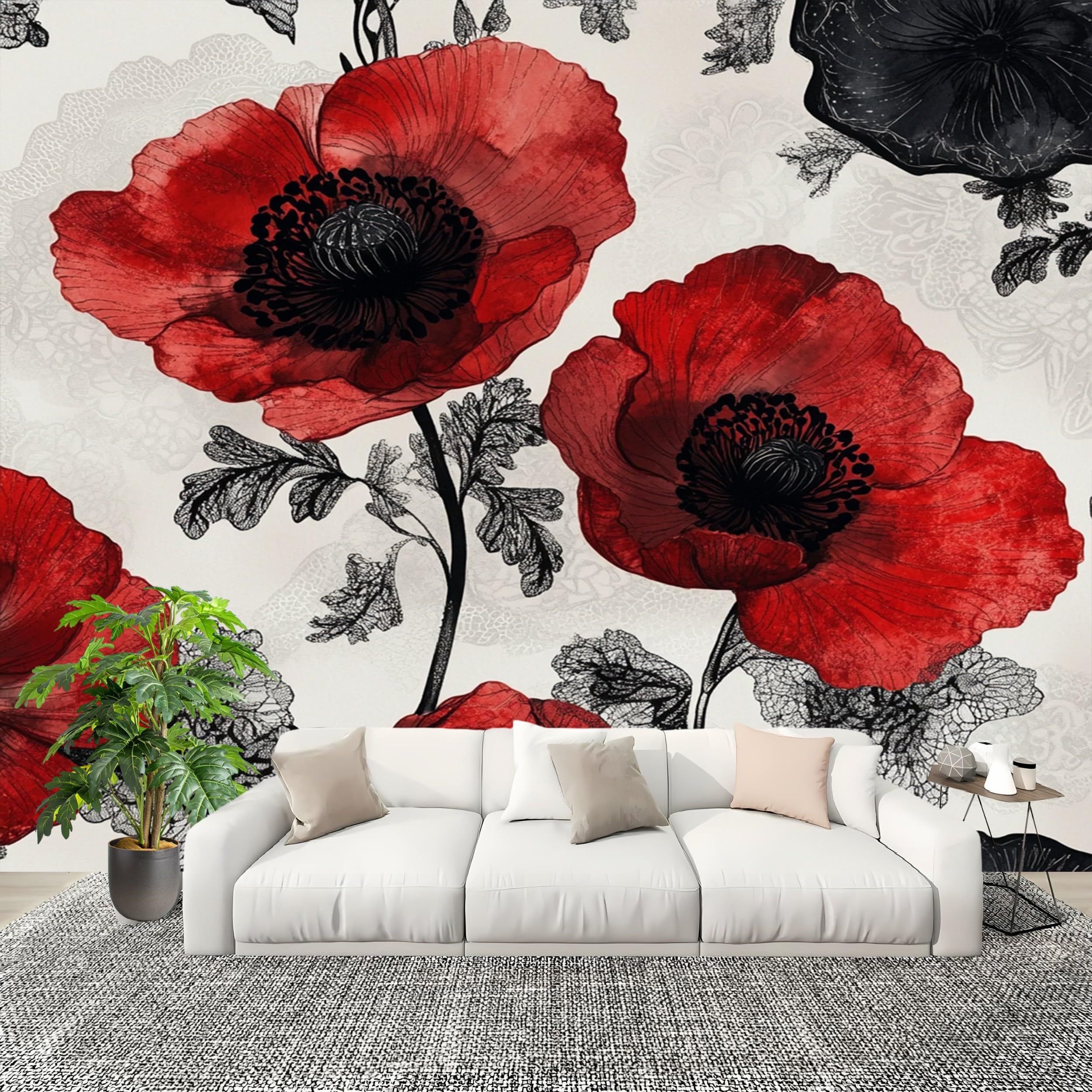 Papier peint intissé fleurs de coquelicot poster géant 300x210