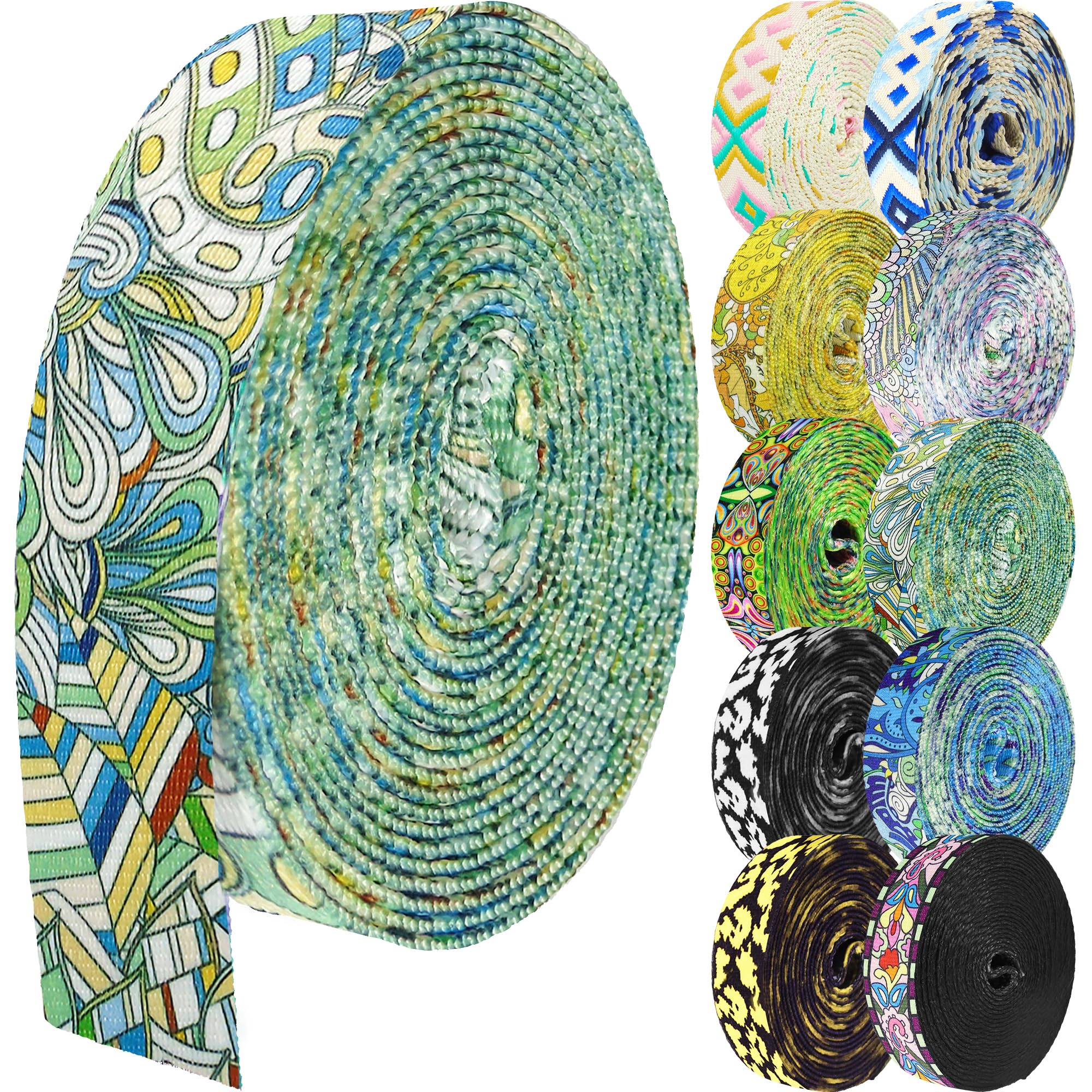 Grosun 1.5 inch Patterned Nylon Webbing Belt Webbing Straps Purse Straps Backpack Straps Nylon Belt