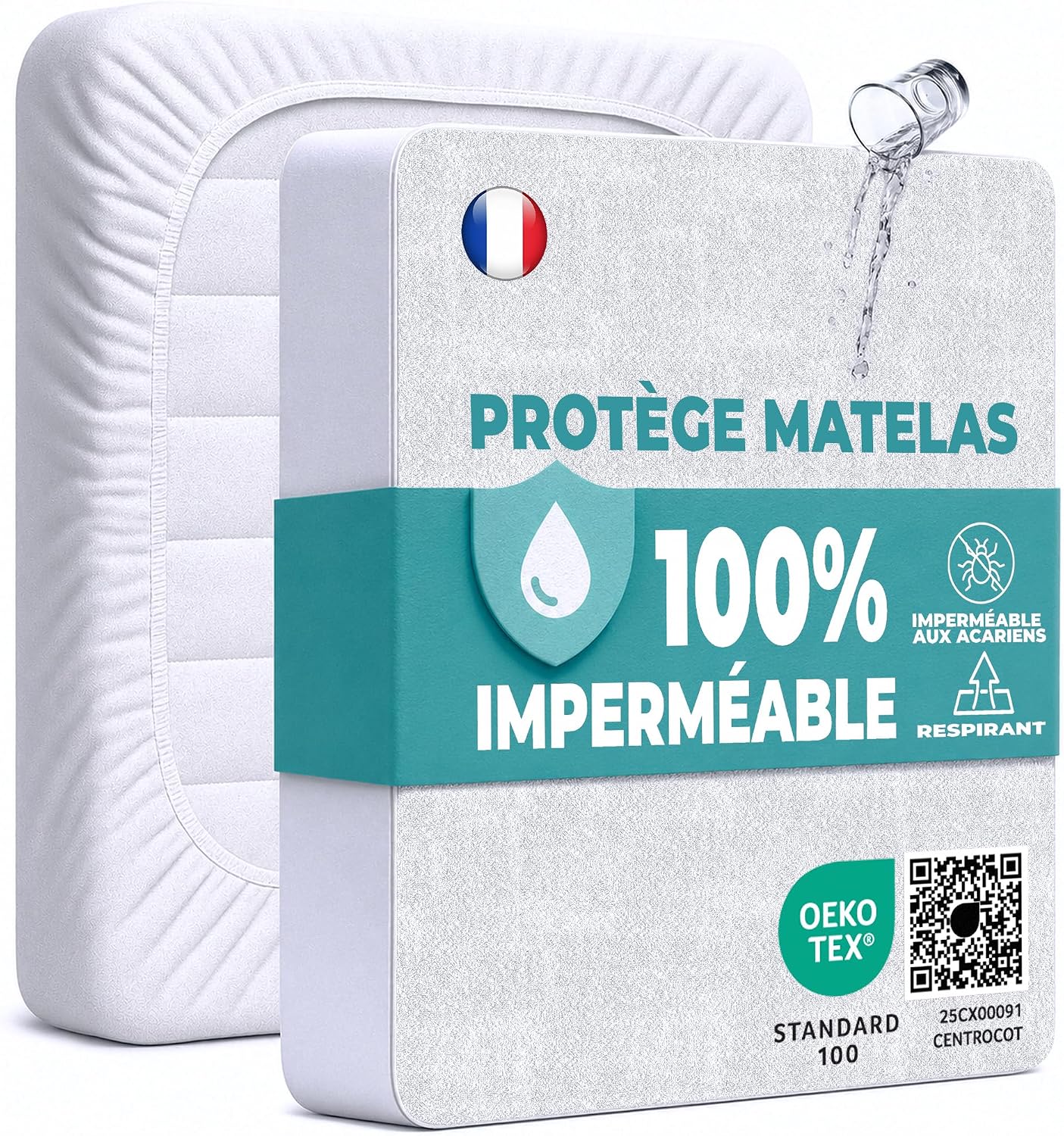 Protège Matelas 90x200 cm Alèse Impermeable Drap Housse en Coton et Microfibre Protection Lit pour Adulte et Bebe Alaise pour Incontinence Anti-Acarien Couvre-Matelas Pipi Lavable en Machine