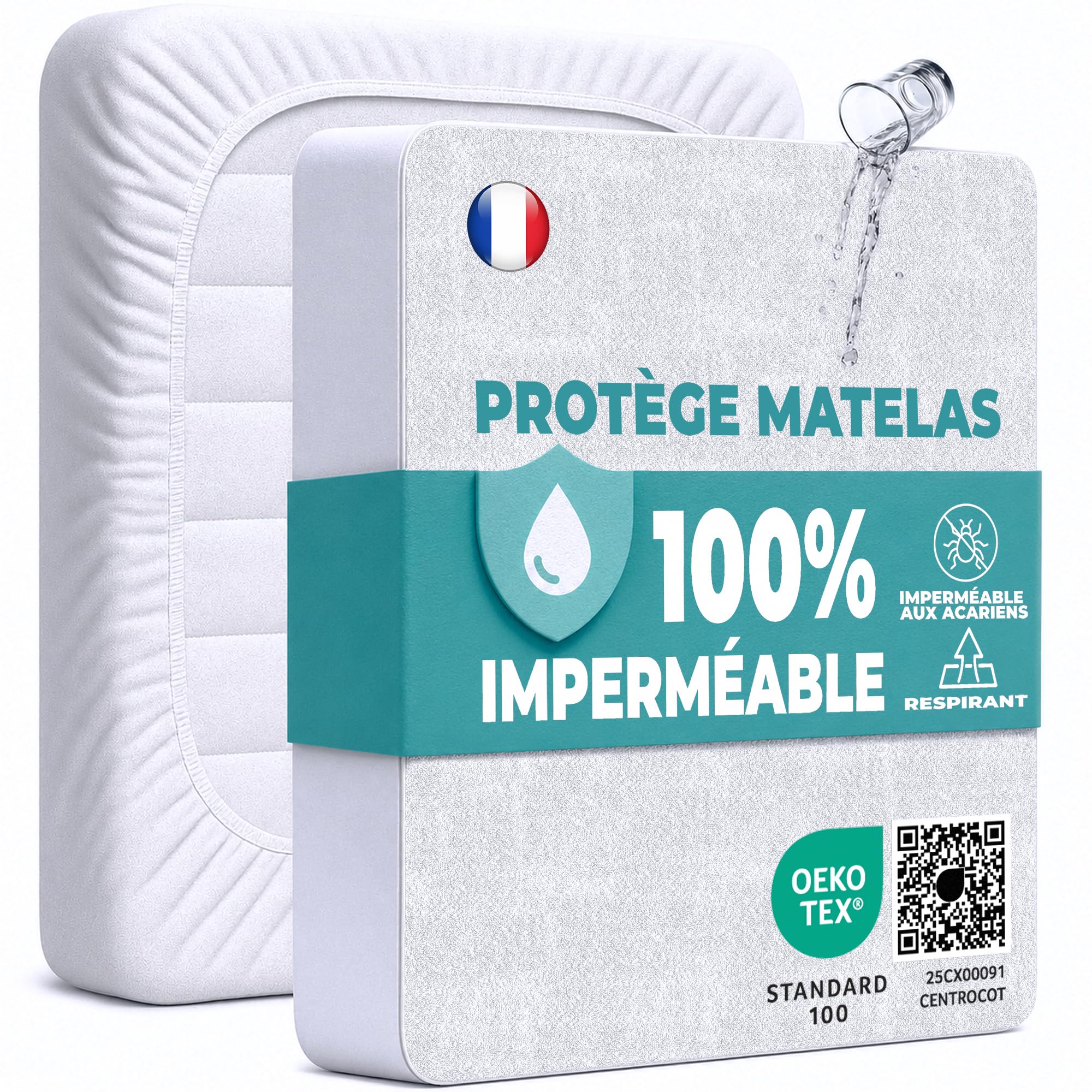 Protège Matelas 60x120 cm Alèse Impermeable Drap Housse en Coton et Microfibre Protection Lit pour Bebe Alaise pour Incontinence Anti-Acarien Couvre-Matelas Pipi Lavable en Machine