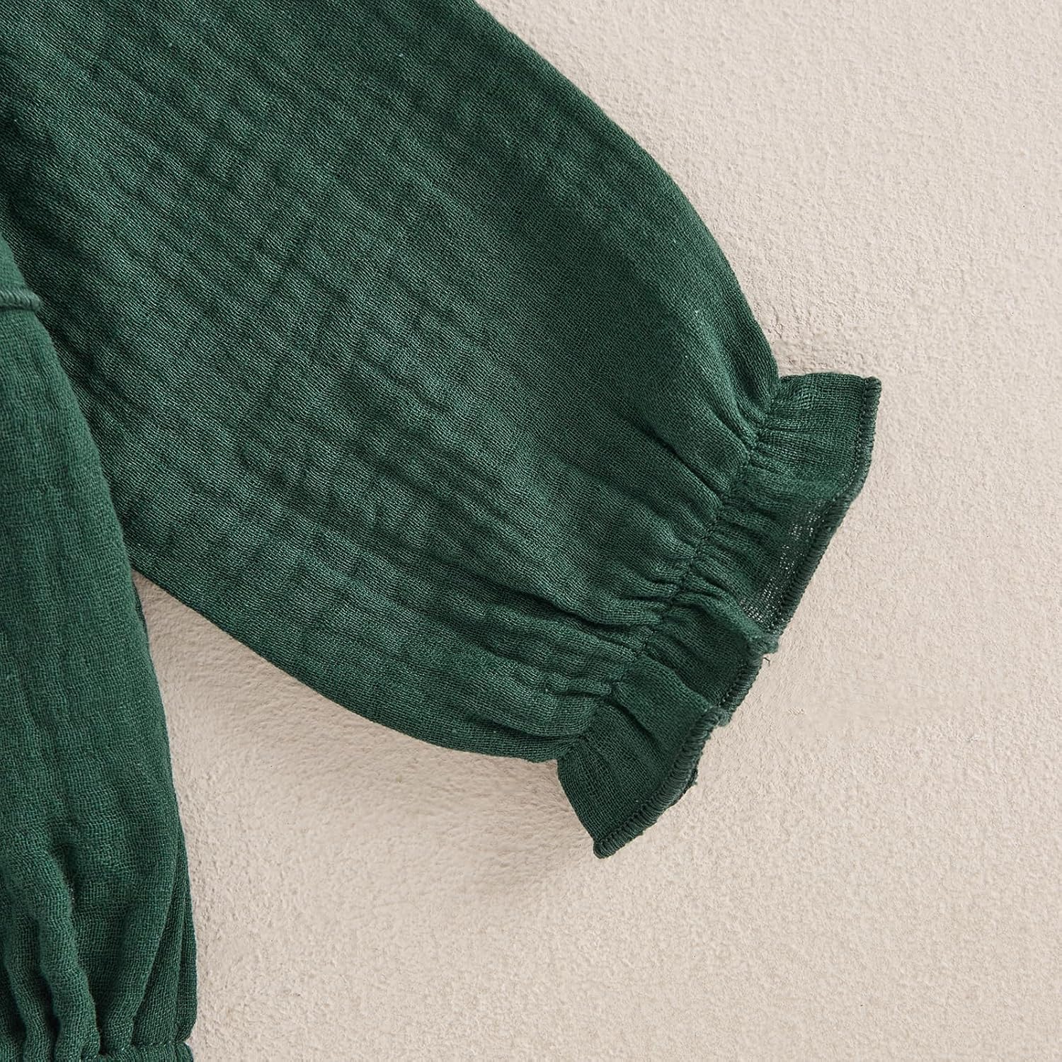 Newborn Infant Baby Girl Clothes Cotton Linen Long Sleeve Smocked Bubble Romper Ruffle Bodysuit Jumpsuit Fall Outfit - Image 6