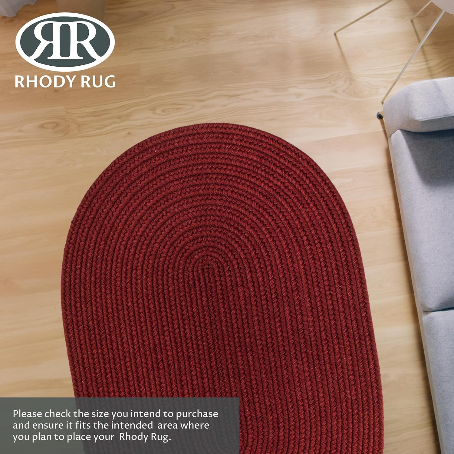 Rhody Rug Solid Wool S121 Barn Red 2' x 3' Oval - Braided Area Rug, Home Decor, Floor Mat or Bedroom Rug - Easy Care, Ideal for High Traffic Areas in Hallway and Living Room - Made in USA