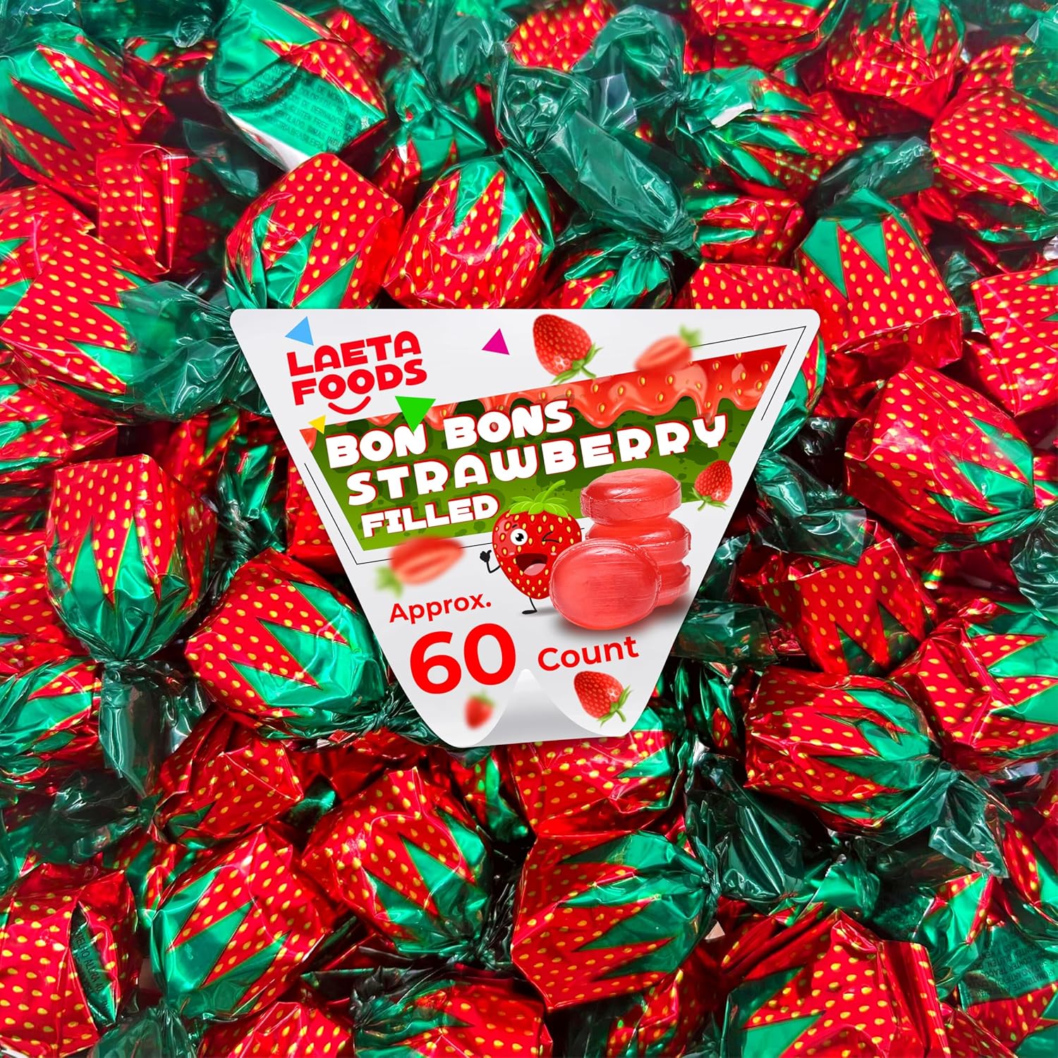 Amazon.com : Strawberry Bon Bons Hard Candy | 1 Pound Bulk Bag ...