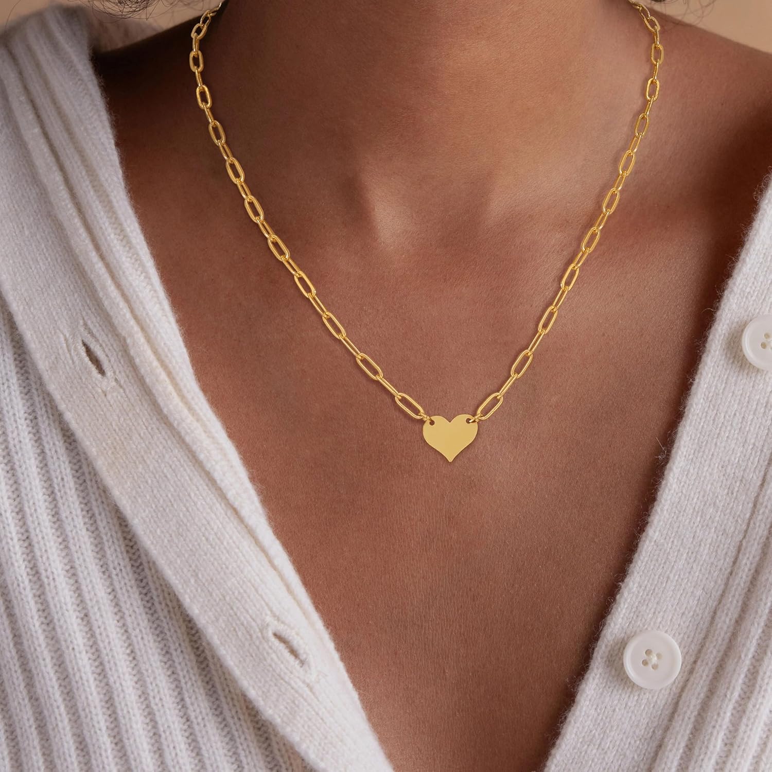 Cute Heart Necklace for Women, Small Cute Stuff for Teen 14K Gold Plated Heart Pendant Choker Necklace Dainty Gold Friendship Necklace Teen Birthday Gifts Trendy Stuff Gold Jewelry Gifts - Image 6
