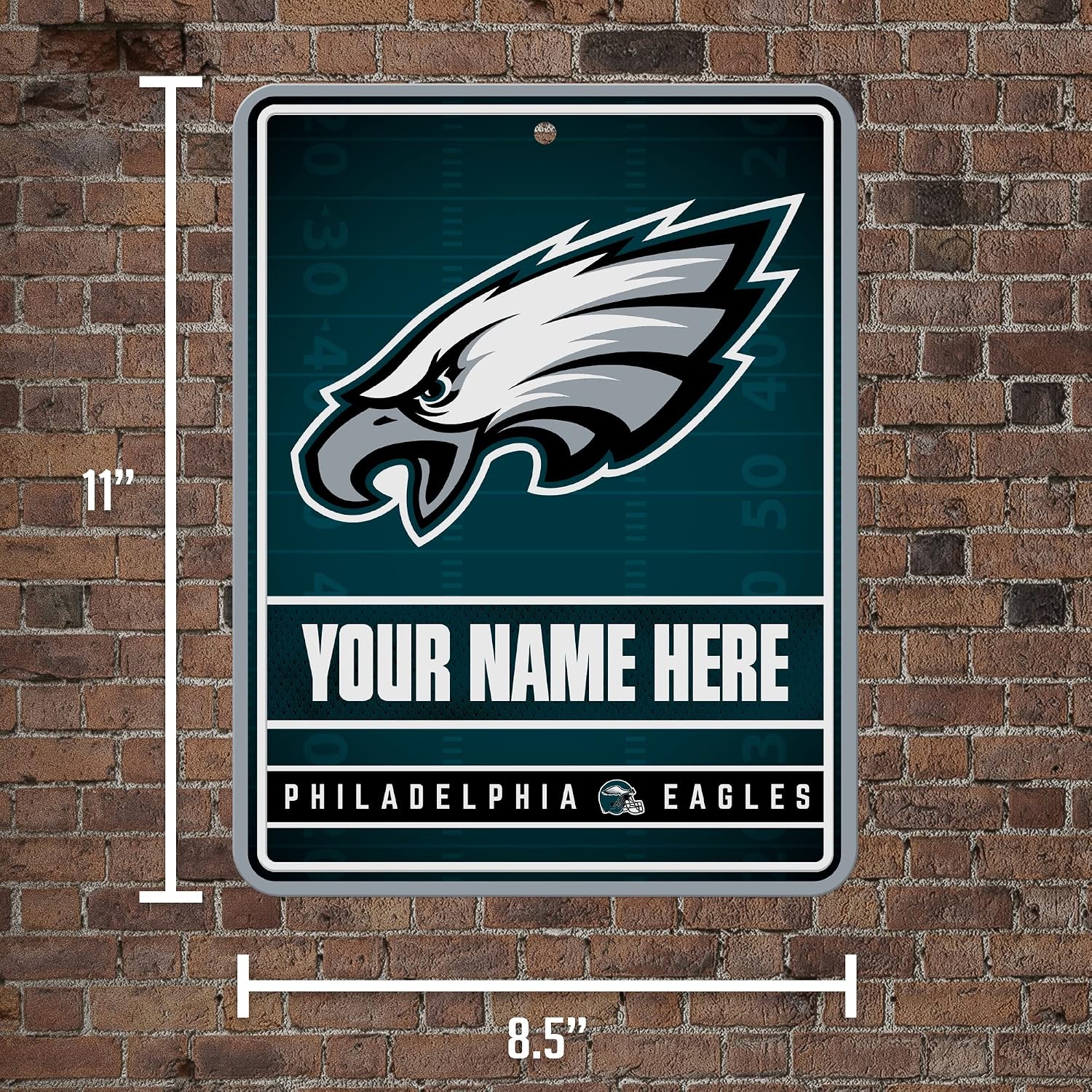 Rico Industries NFL Personalized Metal Parking Sign Personalized/Custom Metal 8.5" x 11" Parking Sign - Home Décor - Indoor/Outdoor - Great Gift for Men, Women, & Fans