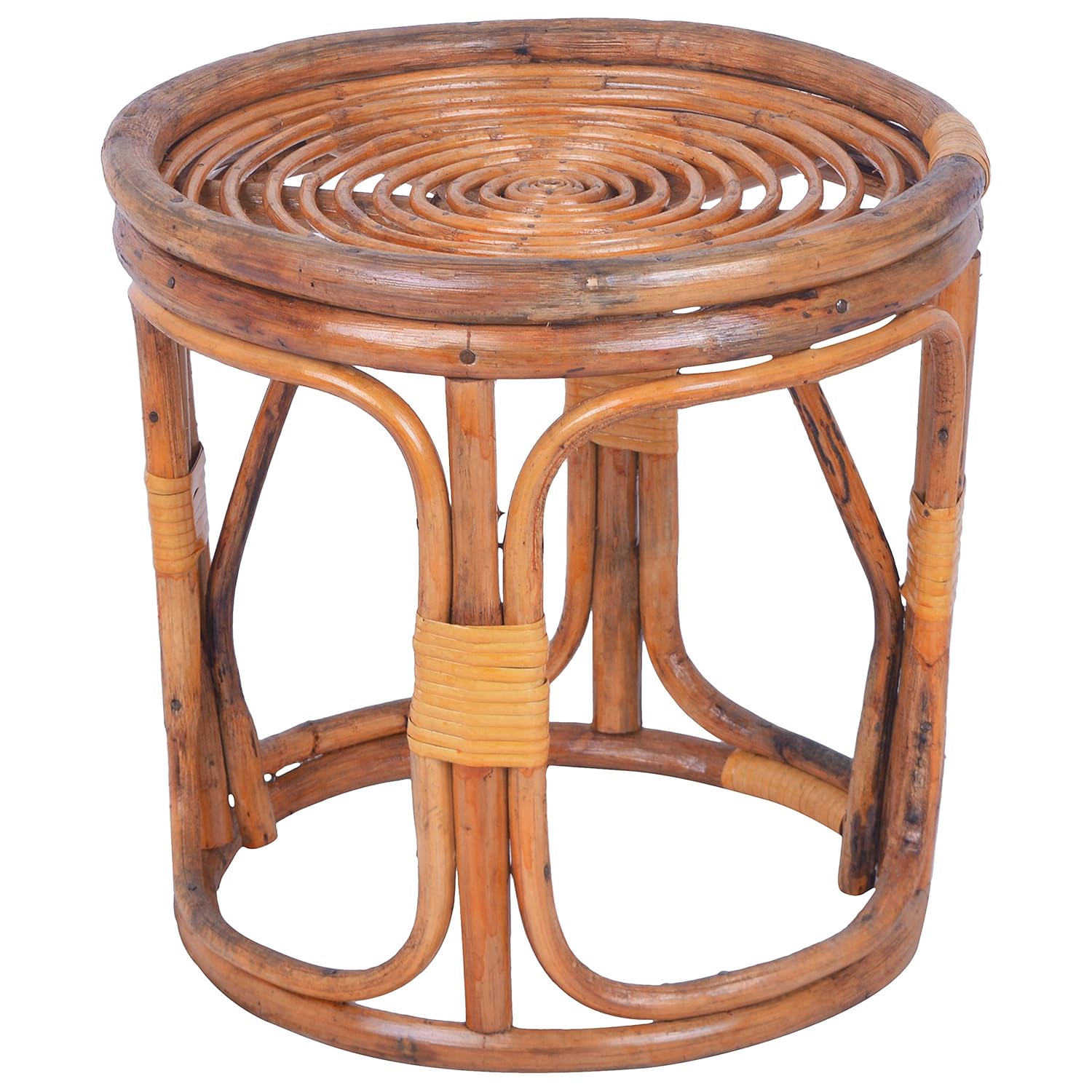 Aashi Enterprise Elegant Round Multi Purpose Brown Cane Stool Chair