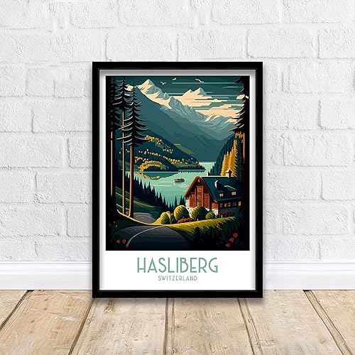 Miniatura 2 de Hasliberg - Póster de pared de Suiza, arte de pared de Hasliberg, ilustración de Suiza, póster de viaje, decoración del hogar, 96 póster de viaje