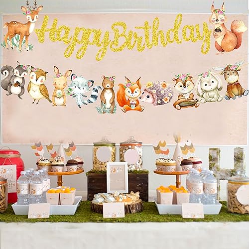 Miniatura 6 de Cartel de baby shower de animales del bosque, 2 unidades, pancartas de criaturas del bosque, animales del bosque, pancartas recortadas para