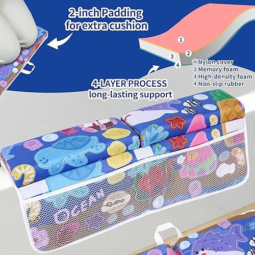 Miniatura 4 de Rodillera de baño y coderas para bebé con bolsillos organizadores de juguetes, almohadilla gruesa para rodillas de baño para bebés y niños pequeños,