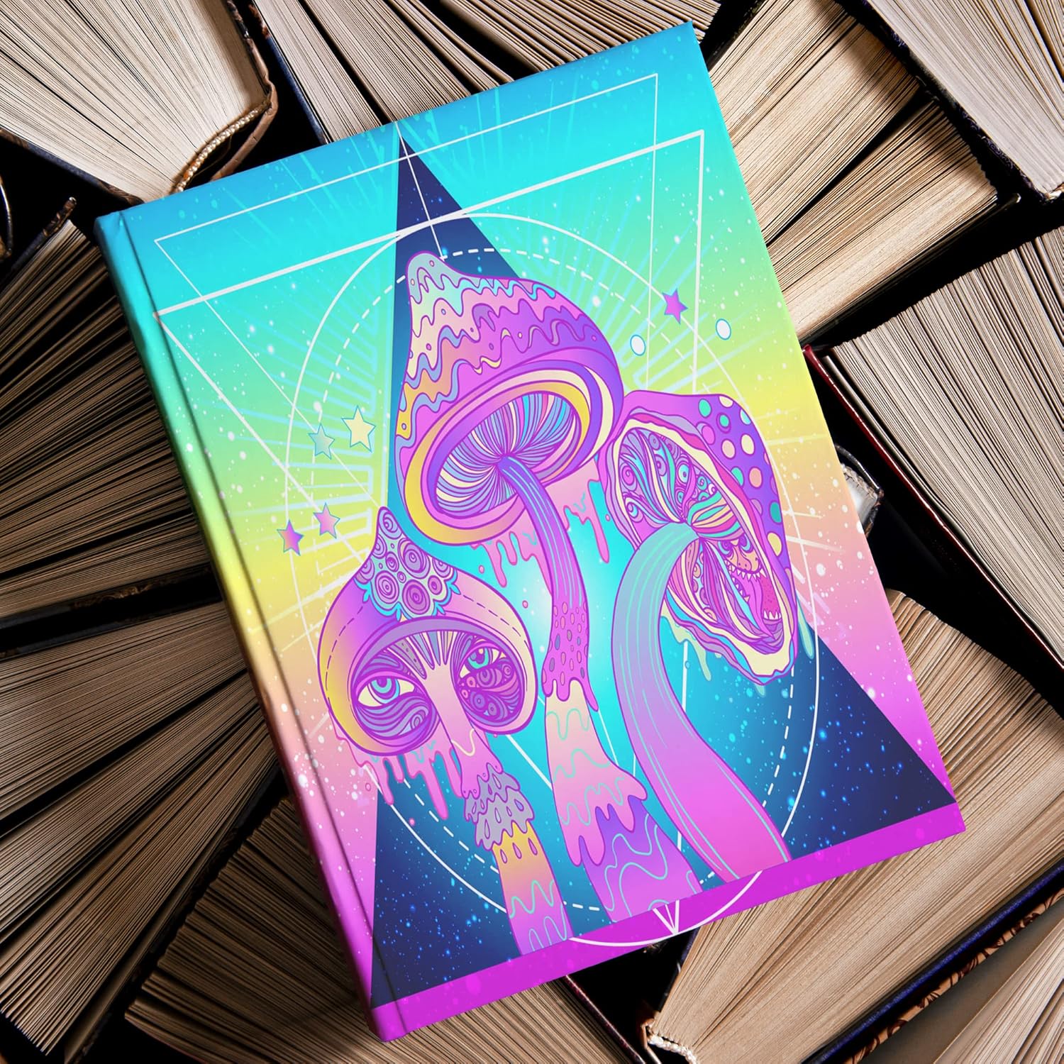 Shrooms hardcover Journal shroom diary psychadelic Notepad psychedelic notebooks Cheap Gifts mushroom journal shrooms notebook trippy (7.25" x 10")
