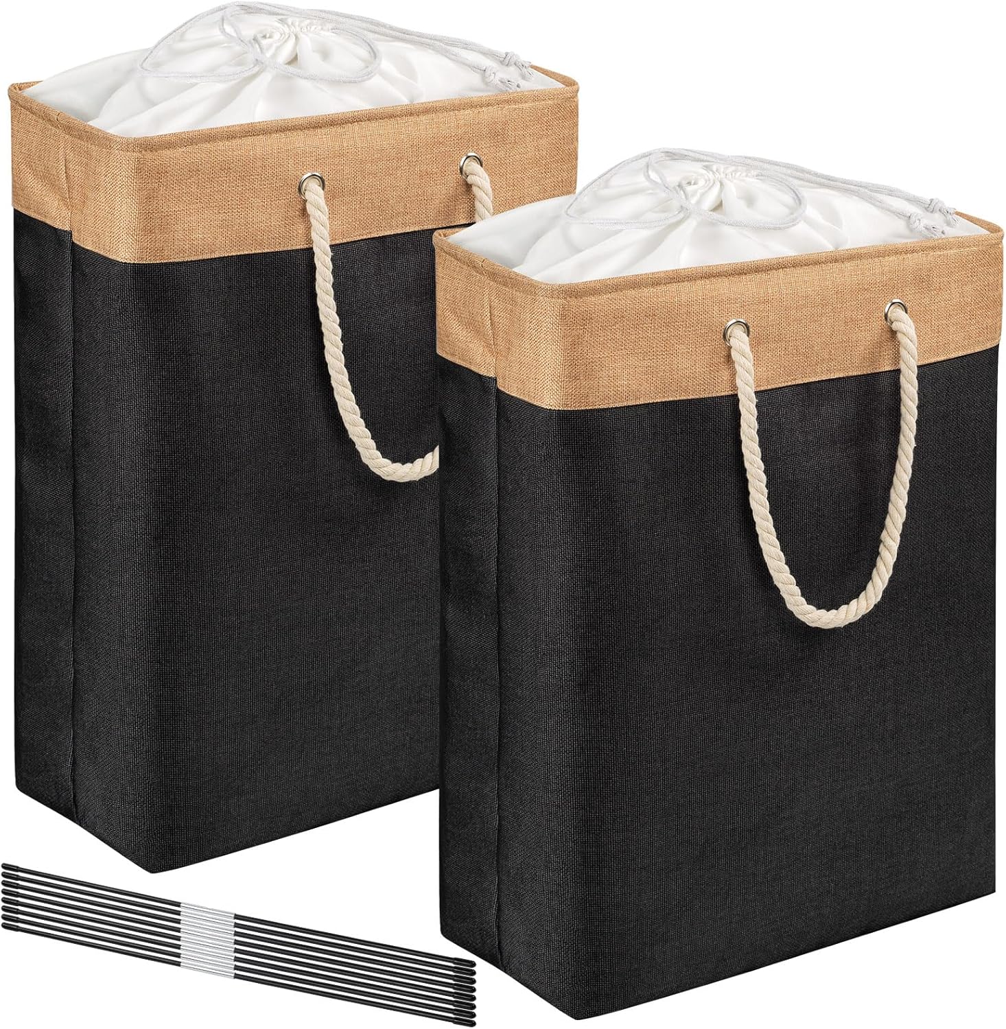 2 Pack Large Laundry Baskets with Lid, Foldable Washing Baskets for