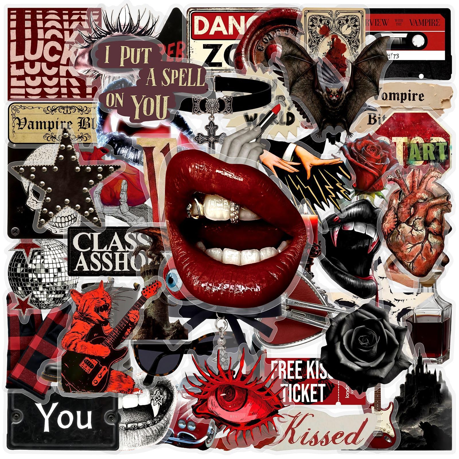 50 Pcs Dark Gothic Vinyl Decals Retro Horror Graphic Stickers for Notebook