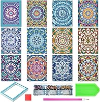 Saillong 24PCS Mini Diamond Painting Kits - Mandala Art Set for Beginners, Quick 1-Hour Crafts, Home Decor 5.12x3.94in